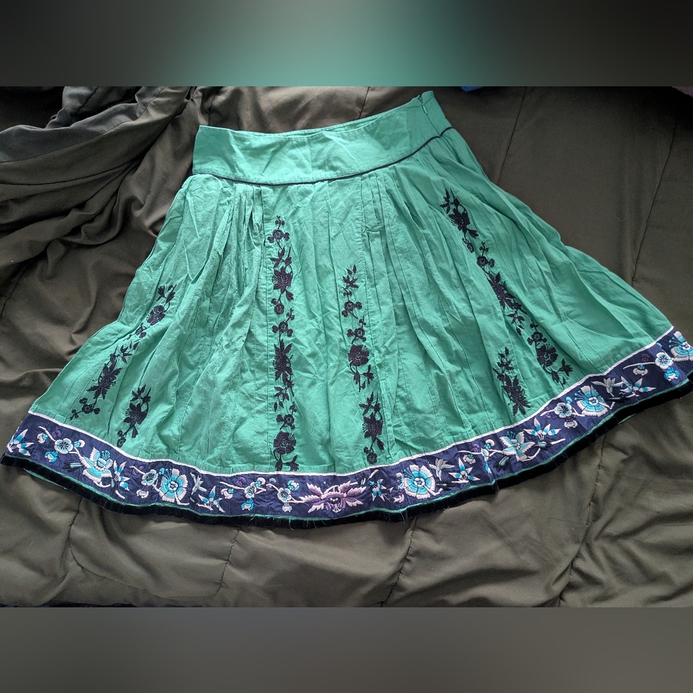 Anthropologie Lithe Embroidered Skirt